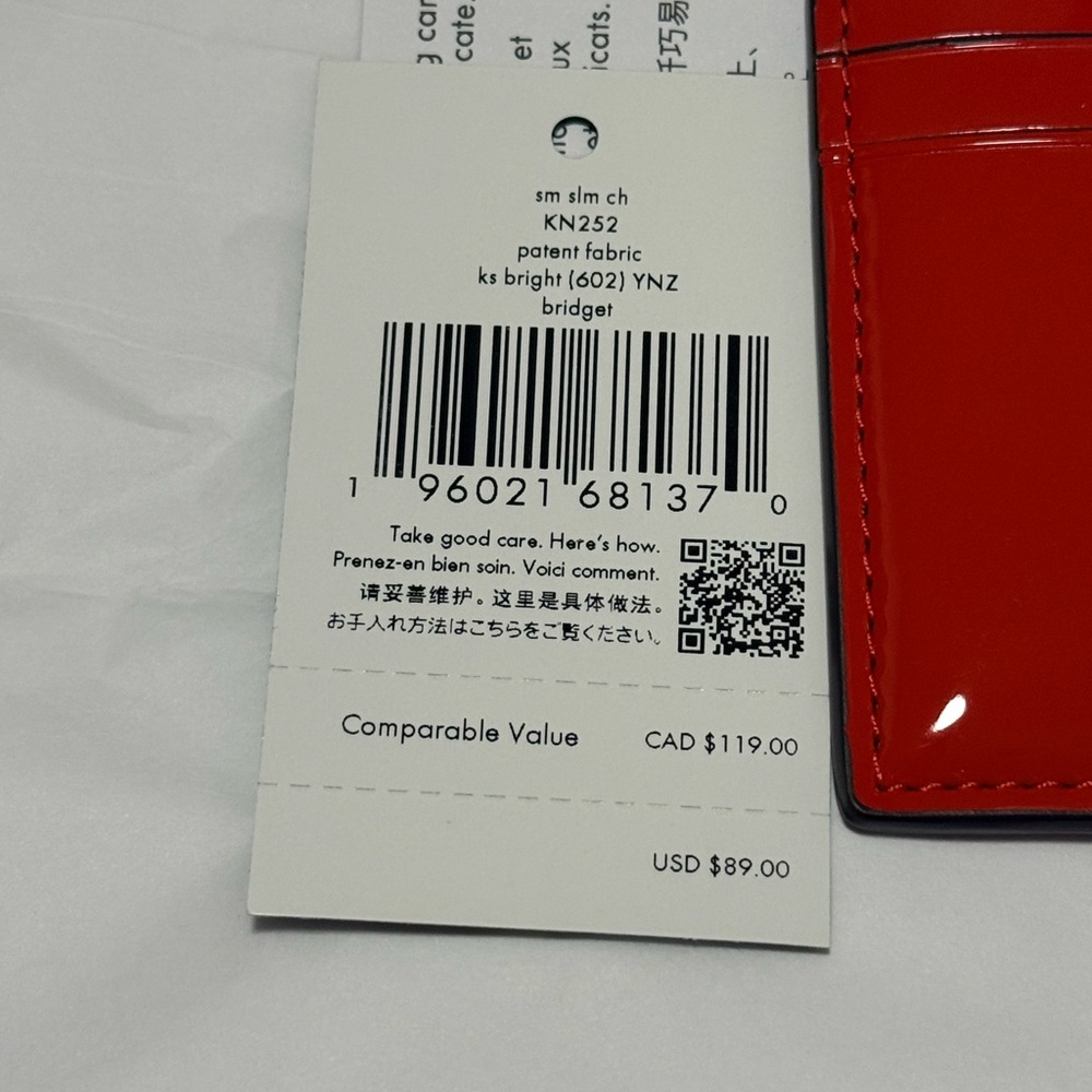 NWT Kate Spade Bridget Patent Small Slim Card Holder in KS Bright Red - Picture 9 of 9